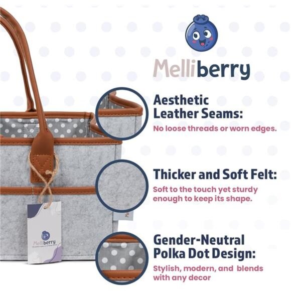 Large Baby Diaper Caddy Organizer Changing Table Basket Nursery Storage with Han - Picture 3 of 8